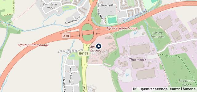 Map showing the location of Alfreton Services