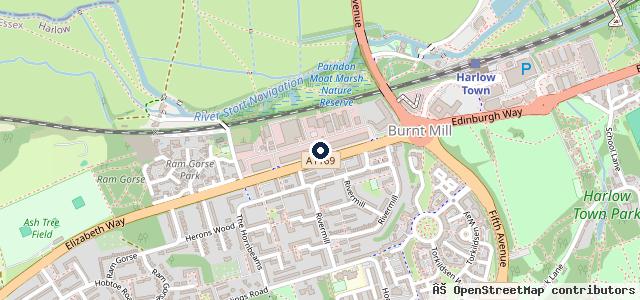 Map showing the location of Burnt Mill Garage