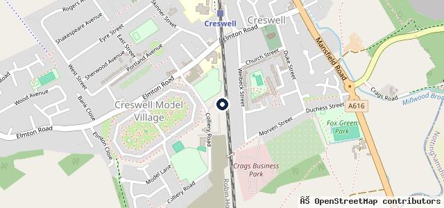 Map showing the location of Creswell Repair Centre