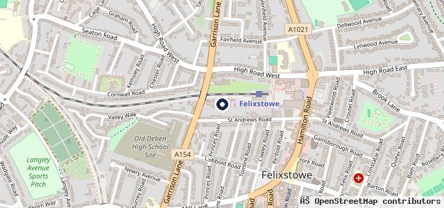 Map showing the location of Felixstowe Motor Cycle & Auto Centre