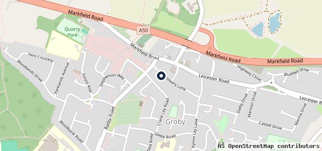 Map showing the location of Groby Garage