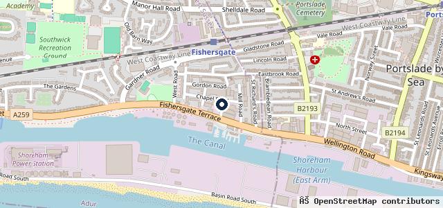 Map showing the location of HiQ Tyres & Autocare Portslade (Thwaites MOT & Service Centre)