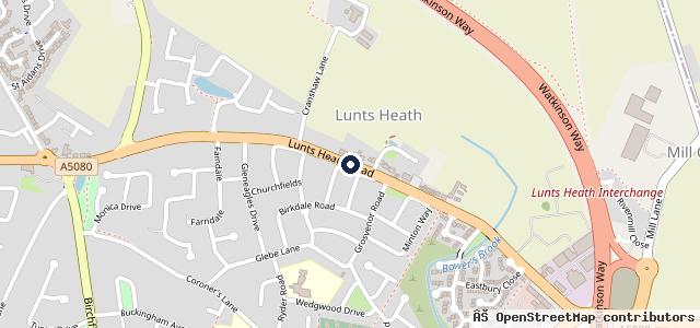 Map showing the location of Lunts Heath Garage