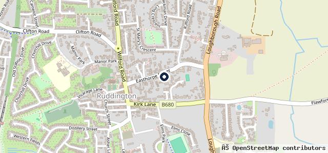 Map showing the location of Ruddington Garage
