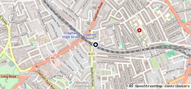 Map showing the location of Clapham North MOT