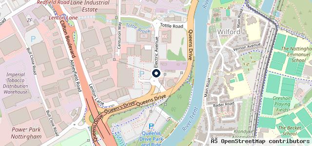 Map showing the location of Porsche Centre Nottingham