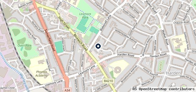 Map showing the location of Somerfield Garage