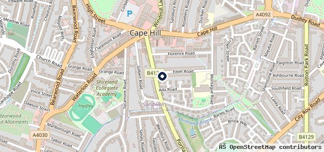Map showing the location of T H Auto repairs