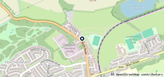 Map showing the location of Northfield service centre Perth Road Cowdenbeath