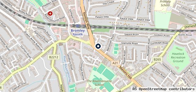 Map showing the location of Vertu Ford Bromley
