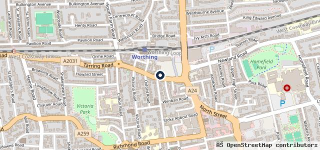 Map showing the location of Kwik Fit - Worthing