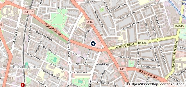 Map showing the location of Birmingham Tyres World
