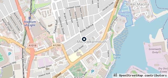 Map showing the location of Monkwearmouth MOT Centre