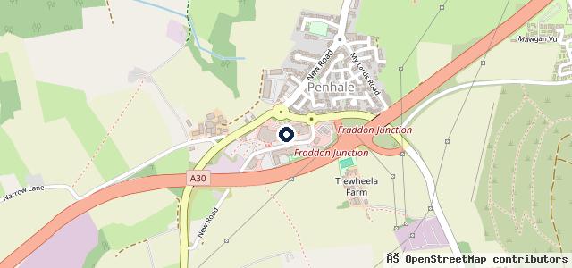Map showing the location of Penhale Garage