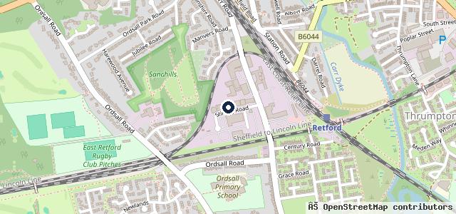 Map showing the location of Retford MOT, Tyre & Exhaust Centre