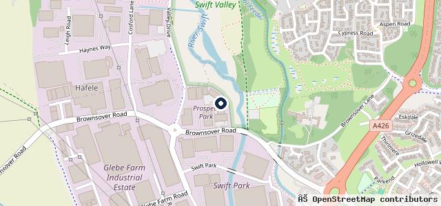 Map showing the location of Binley Woods Service Centre Rugby