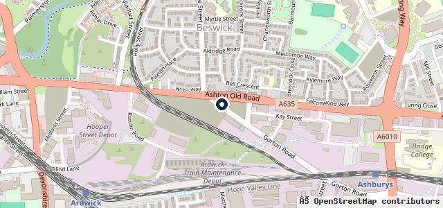 Map showing the location of Ashbury Service Station