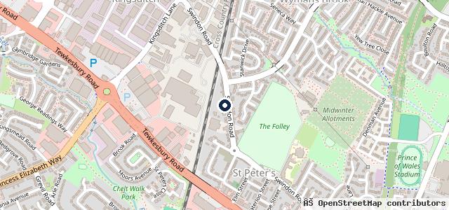 Map showing the location of Swindon Road M O T Test Centre
