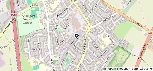 Map showing the location of Baldock Tyre Exhaust & MOT Centre