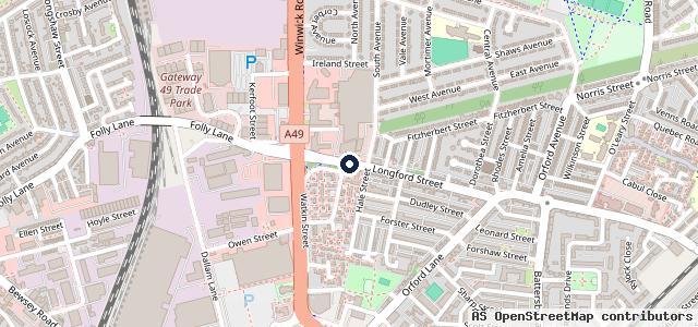Map showing the location of Budjet Mots & Repairs Warrington