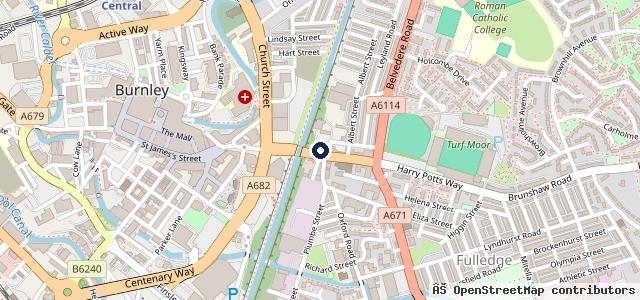 Map showing the location of Smiths Garage Burnley