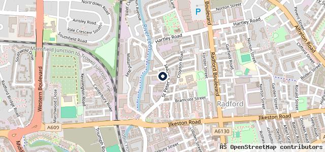 Map showing the location of Nottingham MOT Centre