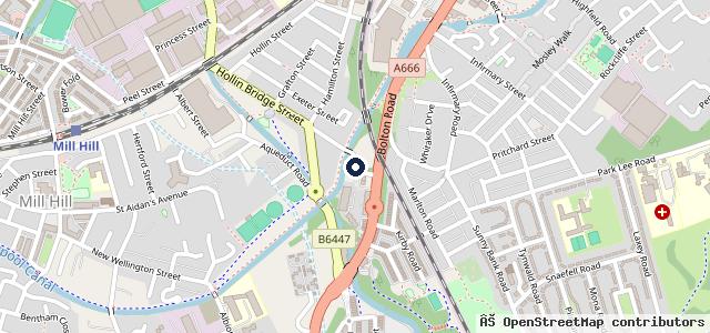 Map showing the location of Hollin Bridge Tyre & MOT Centre