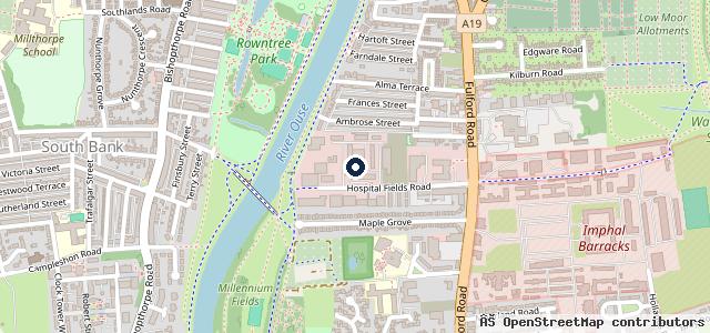 Map showing the location of York Mot Centre