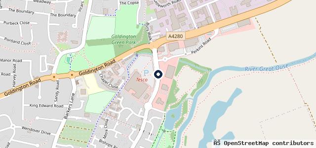 Map showing the location of Bells Motor Group - Volvo Cars Bedford
