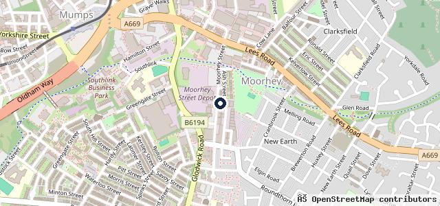 Map showing the location of B and G Autotechs Ltd - BMW MINI VW AUDI Group. Mot Service Centre Oldham
