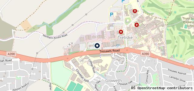 Map showing the location of Vospers Ford Truro