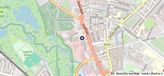 Map showing the location of Halfords Autocentre Stafford (Greyfriars)