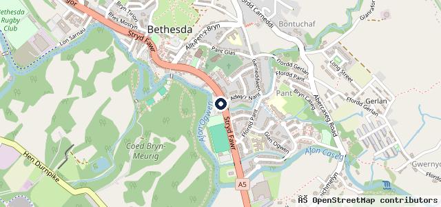 Map showing the location of Ffrydlas Garage