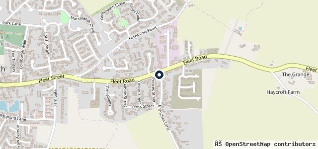 Map showing the location of Fleet Road Garage