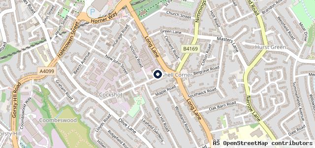 Map showing the location of Woodgate Motor Services