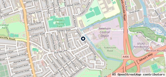 Map showing the location of Folkestone Road