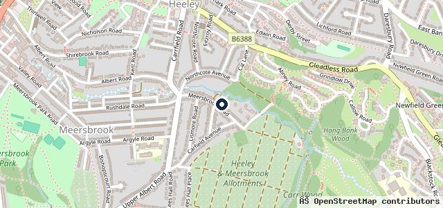 Map showing the location of Meersbrook Service Station
