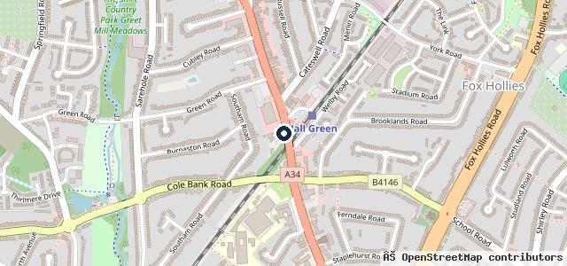 Map showing the location of Direct Auto Tyres South Birmingham