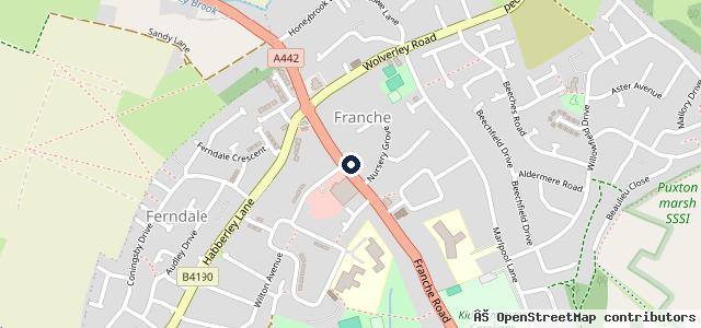 Map showing the location of Franche Motoring Centre