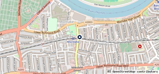 Map showing the location of Mortlake Garage