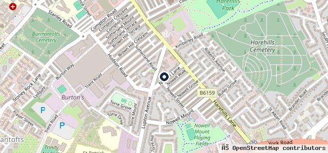Map showing the location of Nowell Lane MOT Station