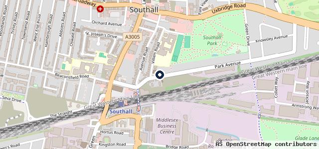 Map showing the location of Park Avenue Service Station