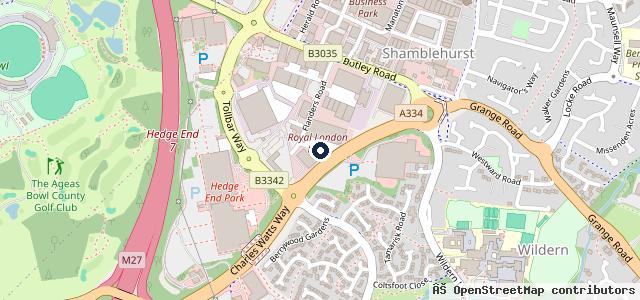 Map showing the location of Peter Cooper Volkswagen Hedge End Southampton