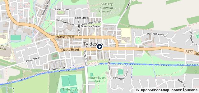 Map showing the location of Tyldesley Tyre and Exhausts