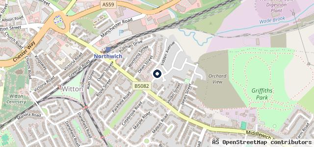 Map showing the location of Rudheath MOT Centre