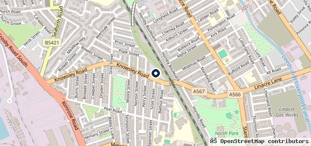 Map showing the location of Knowsley Hand Car Wash