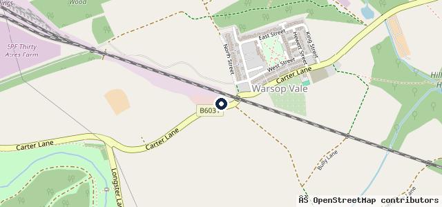 Map showing the location of Warsop Vale Tyre Service