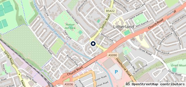Map showing the location of Litherland Car Repair Co