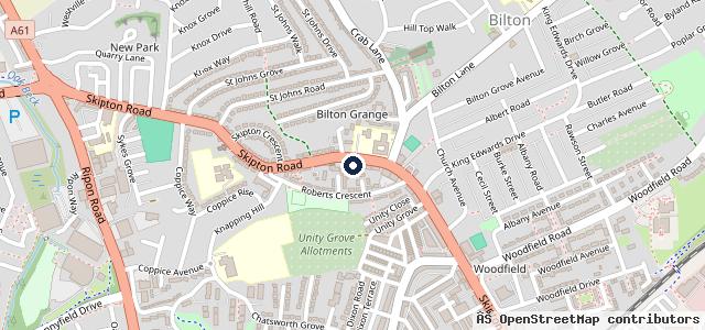 Map showing the location of Skipton Road Garage