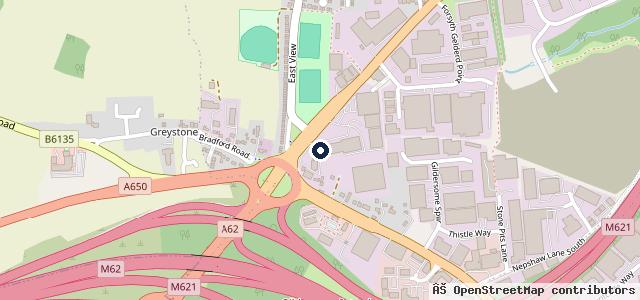 Map showing the location of Green Oval Garage - Leeds Branch